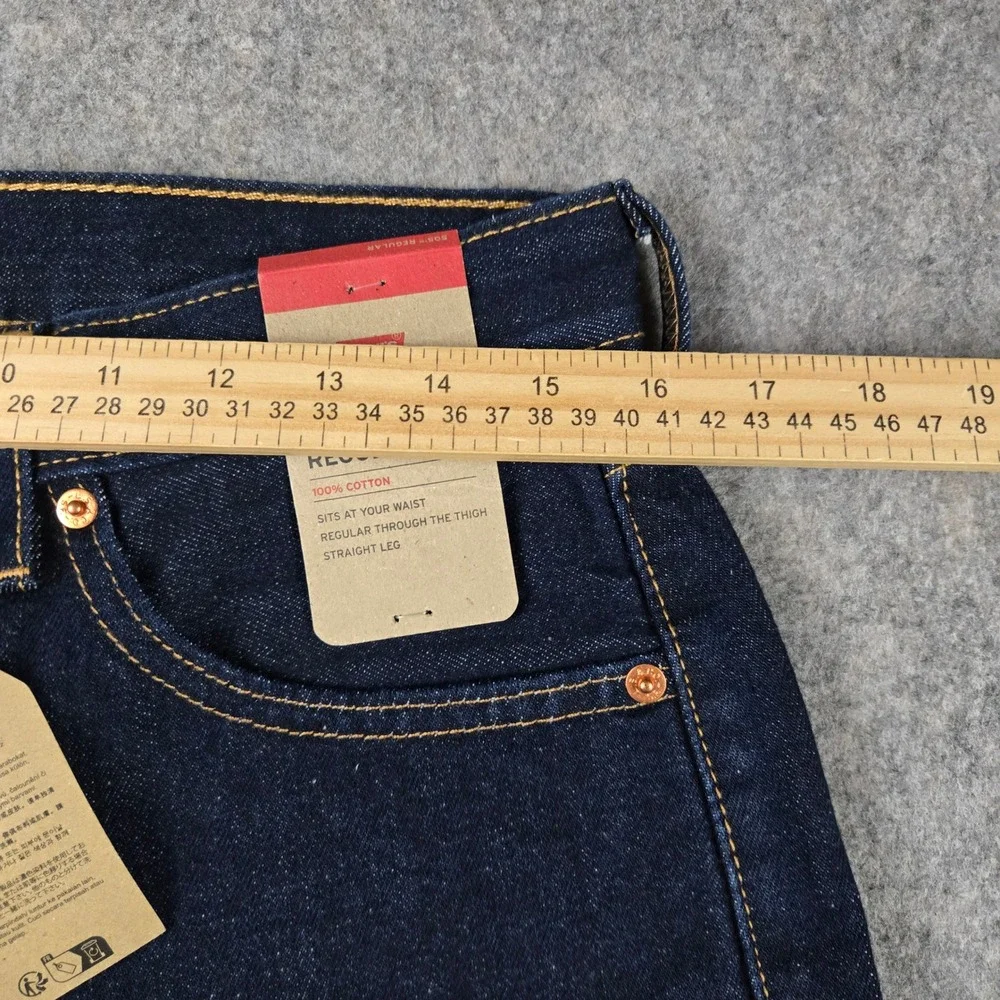 Levi 505 Regular Fit Jeans Mens 32x32 Dark Wash Indigo Straight Leg Denim New
